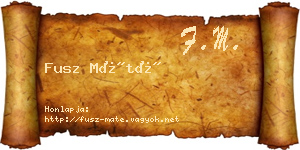Fusz Máté névjegykártya
